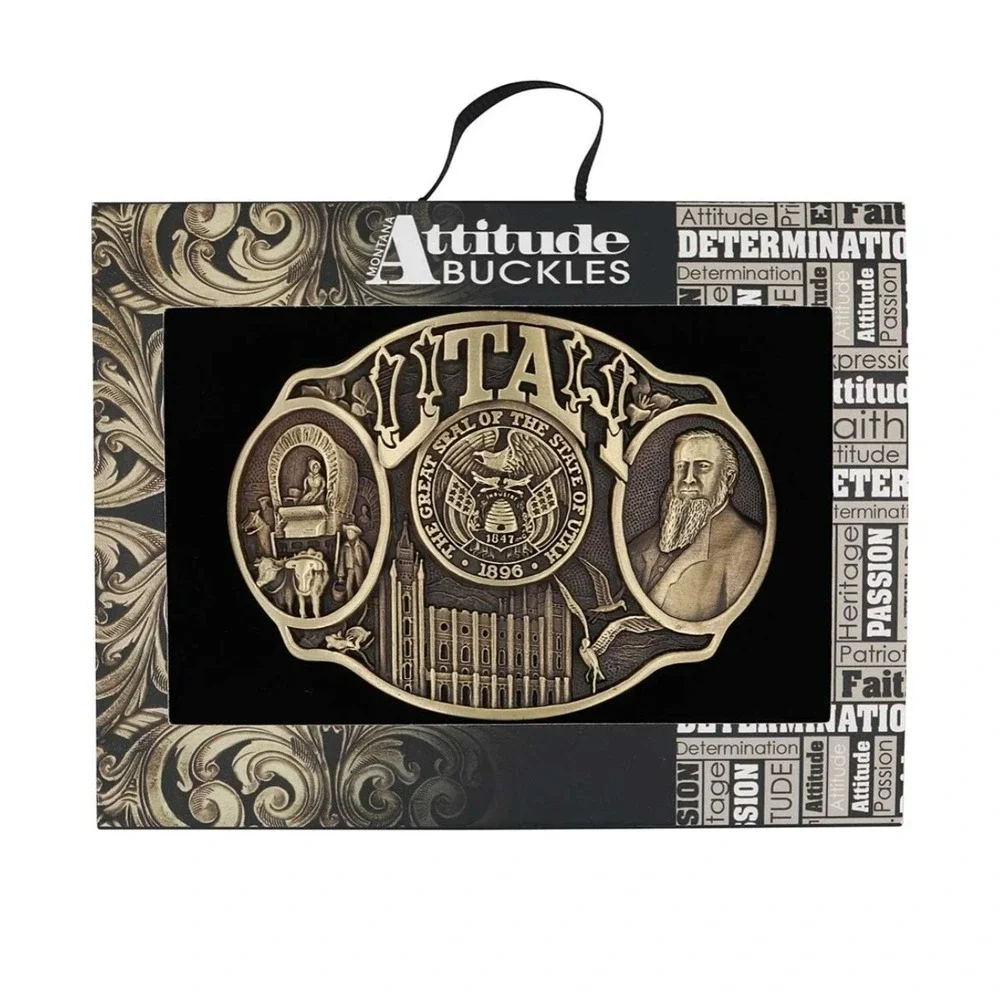 Montana Silversmiths Utah State Heritage Attitude Belt Buckle - 60811UTC New!